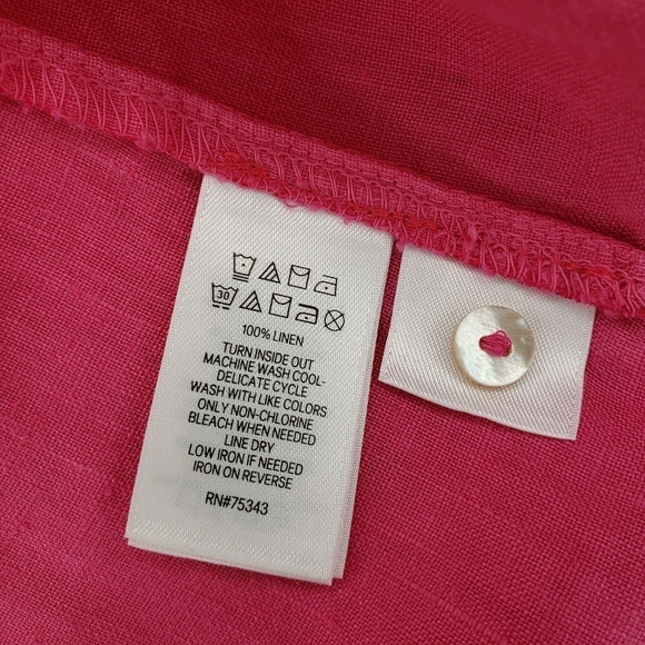 C & C California Linen Dress S A Line Key Hole Lagenlook Minimalist Contemporary - Picture 10 of 11